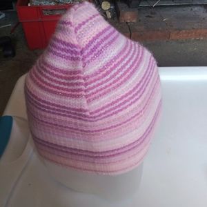 Pink & Purple Striped Beanie Hat